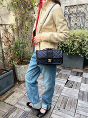 2014 Bicolor CC Mark Chain Shoulder Bag Navy/Black