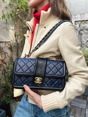 2014 Bicolor CC Mark Chain Shoulder Bag Navy/Black