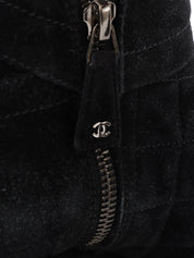 Double-zip short boots in black/beige