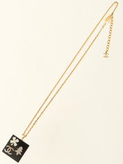 2003 Square Multi-Motif CC Mark Necklace in Gold/Black