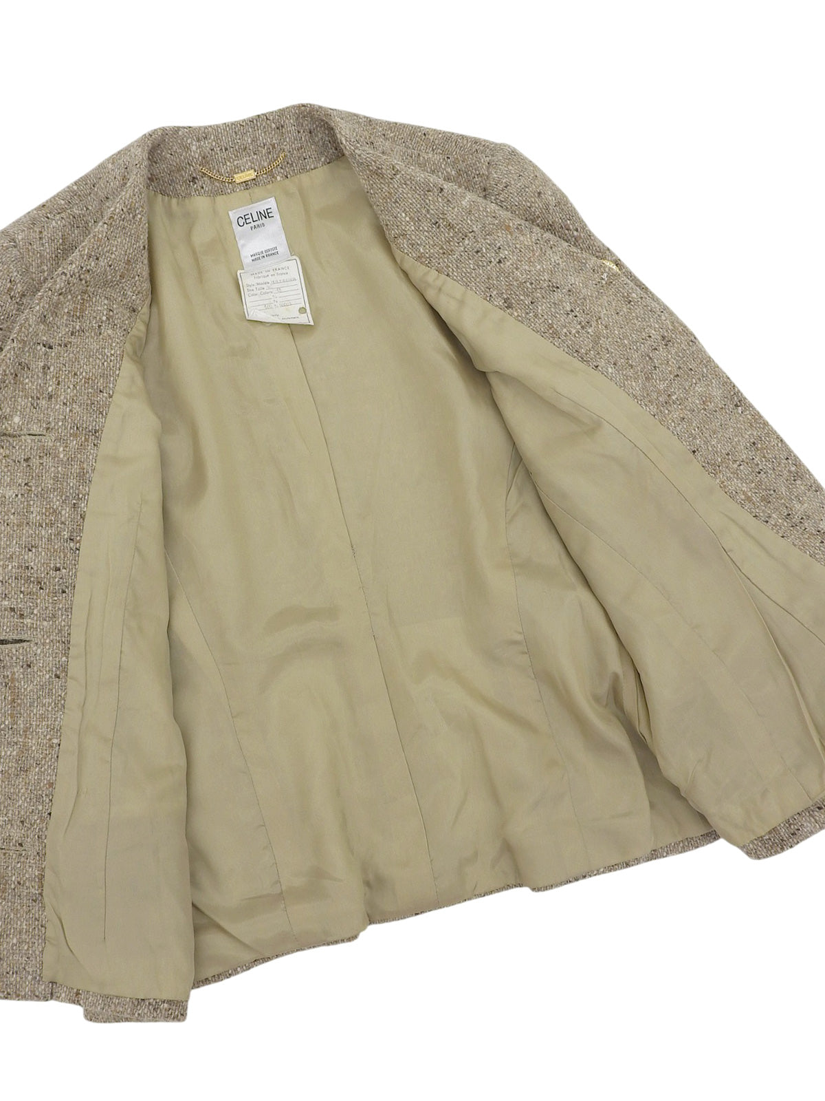 Macadam Button Tweed Set in Beige