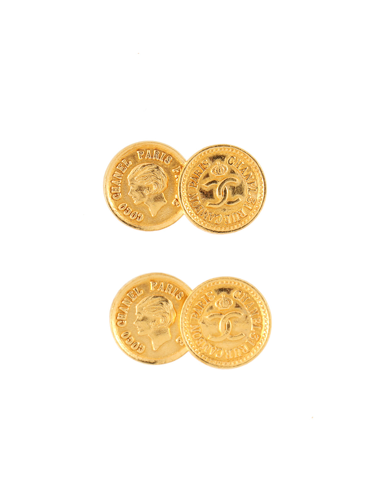 1996 CC mark coin motif cufflinks gold