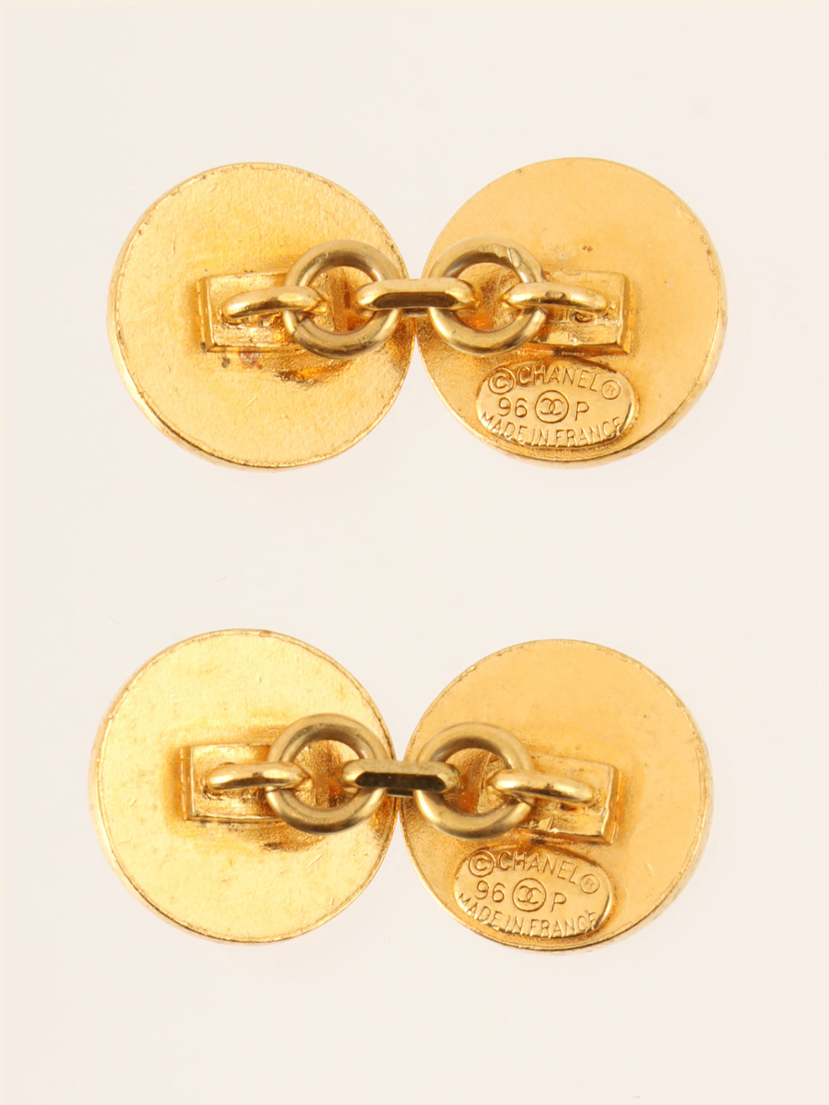 1996 CC mark coin motif cufflinks gold