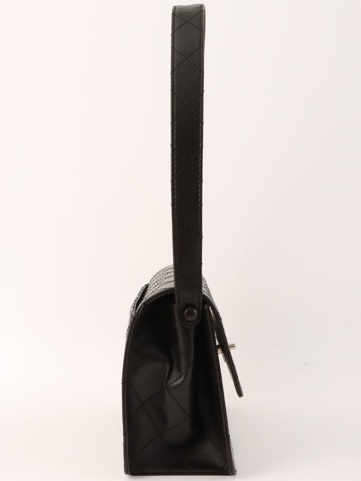 1998 Matelasse Stitch CC 旋锁单肩包(黑色)