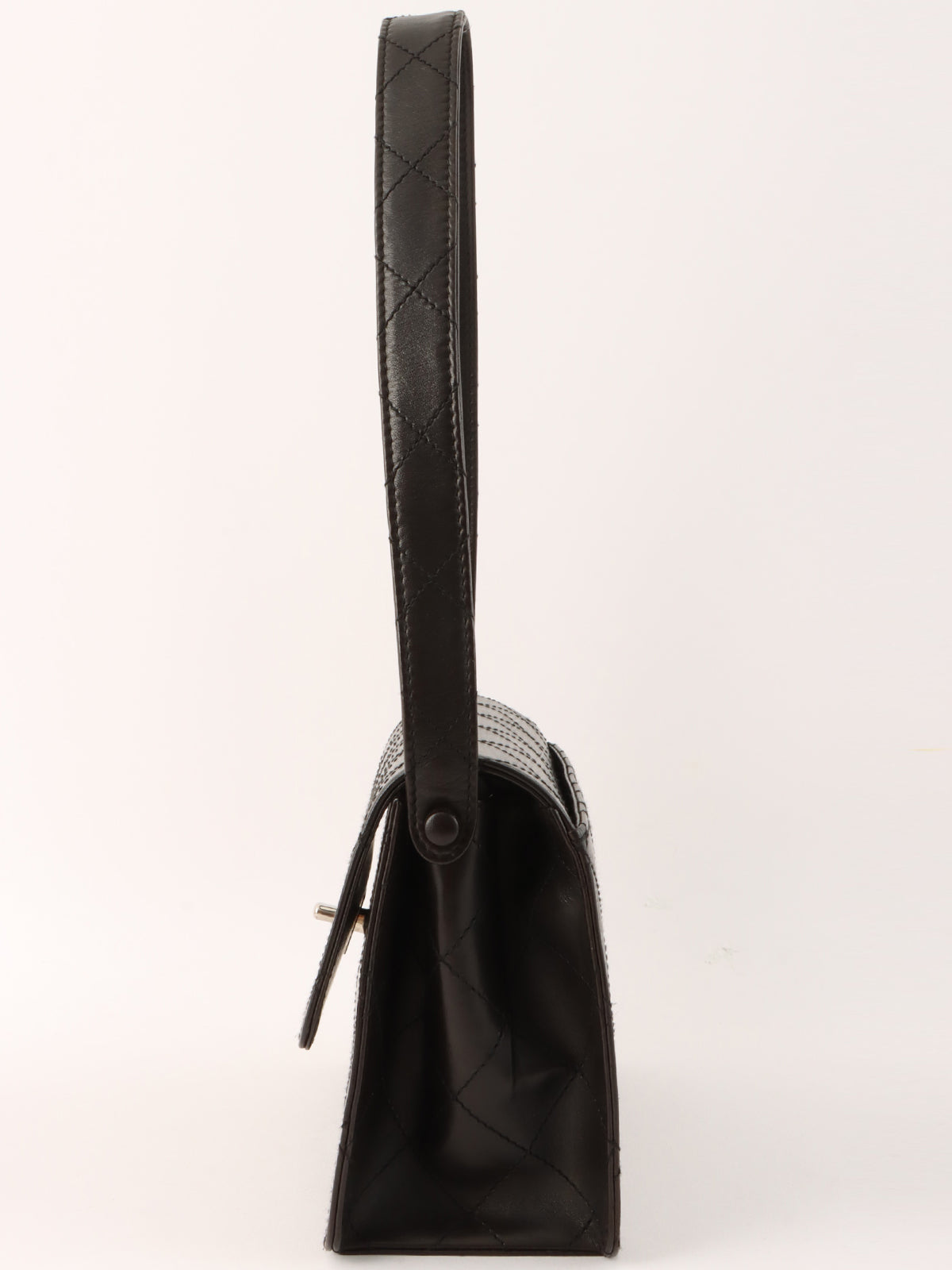 1998 Matelasse Stitch CC 旋锁单肩包(黑色)