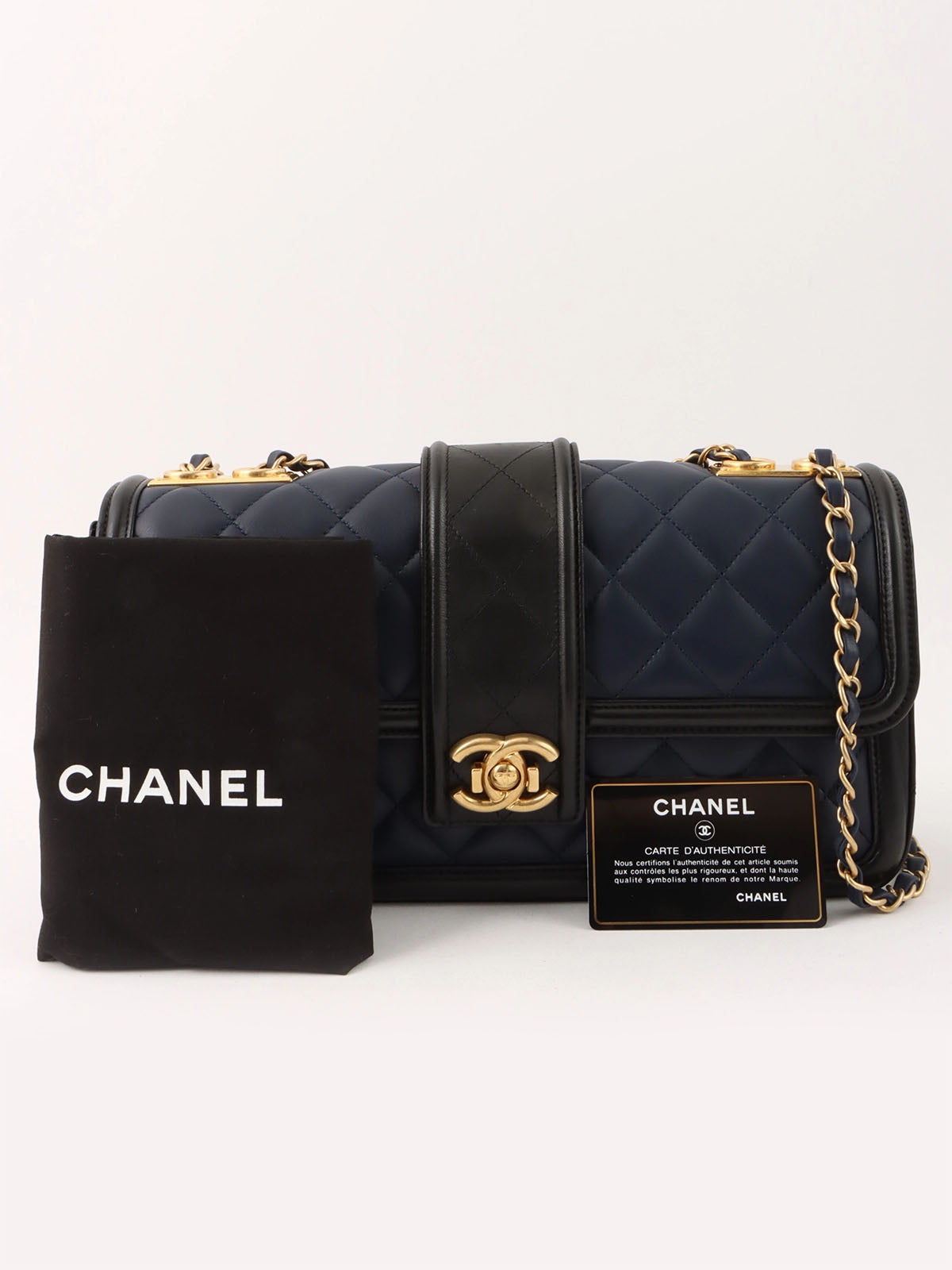 2014 Bicolor CC Mark Chain Shoulder Bag Navy/Black