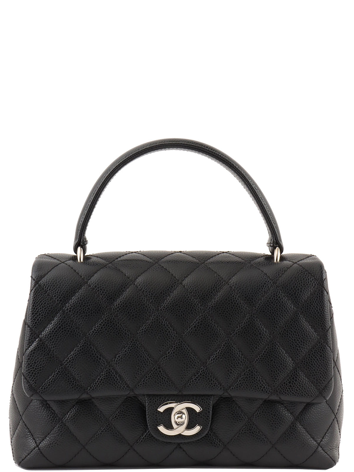 2007 Caviar Skin CC Turnlock Handbag in Black/Silver