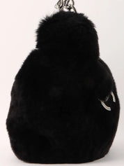 2001 Lapin 毛皮 CC 标志吊饰链条手提包 黑色