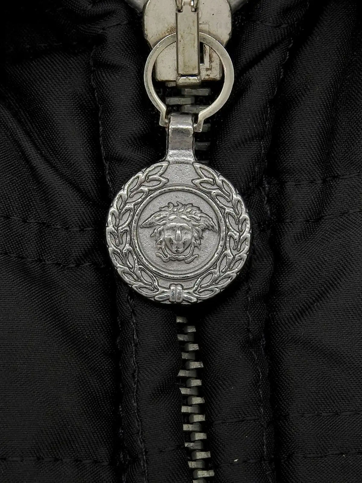Nylon Medusa Zip-Up Jacket in Black
