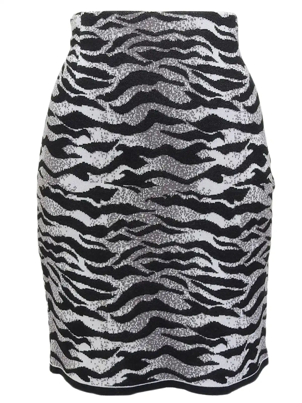 Tiger Pattern Knit Skirt in Gray/Black