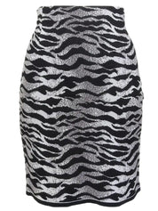 Tiger Pattern Knit Skirt in Gray/Black