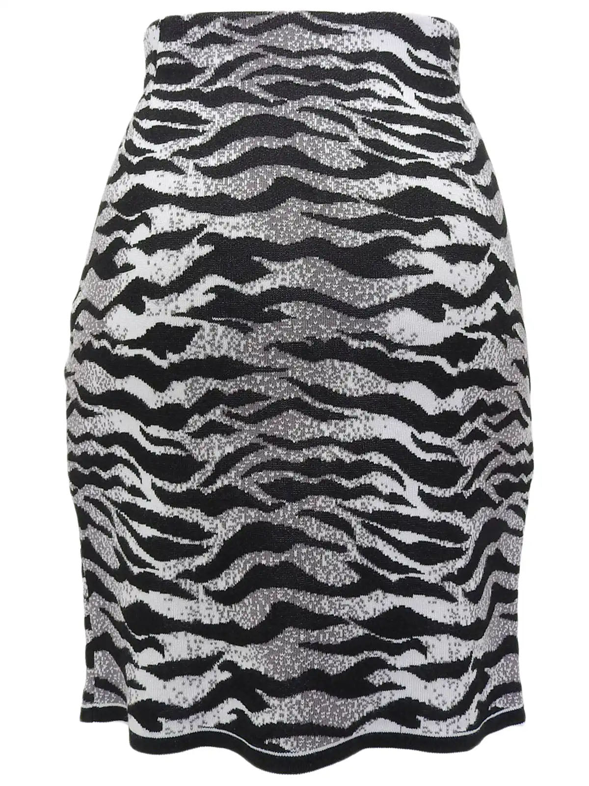 Tiger Pattern Knit Skirt in Gray/Black