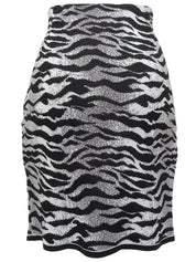 Tiger Pattern Knit Skirt in Gray/Black