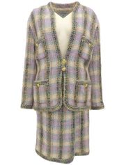 Tweed CC Mark 纽扣套装多色