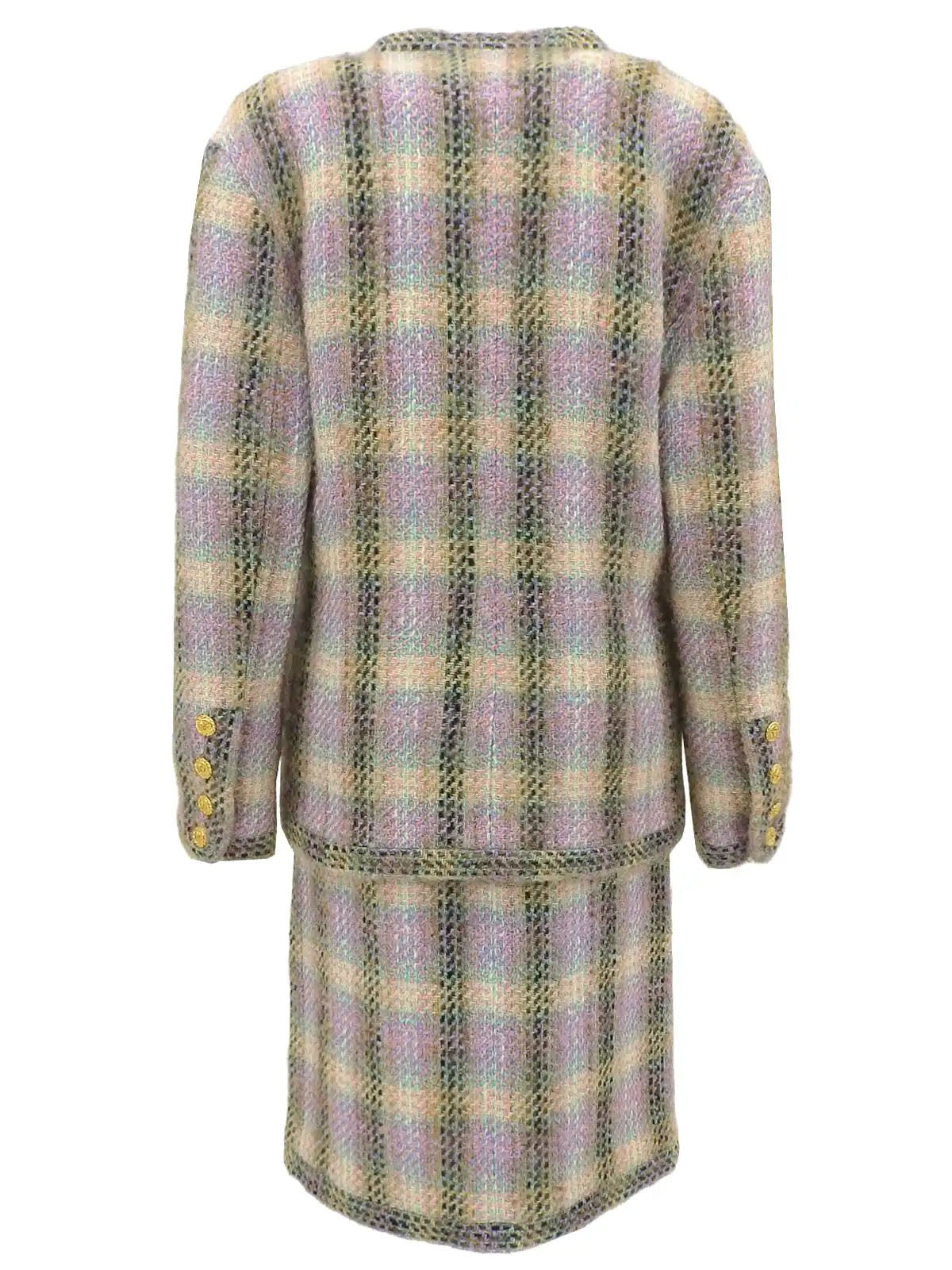 Tweed CC Mark 纽扣套装多色