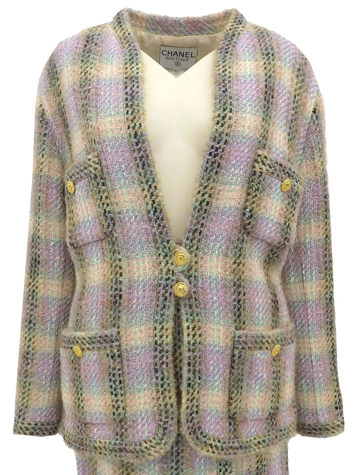 Tweed CC Mark 纽扣套装多色
