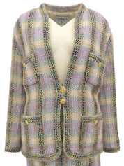 Tweed CC Mark 纽扣套装多色