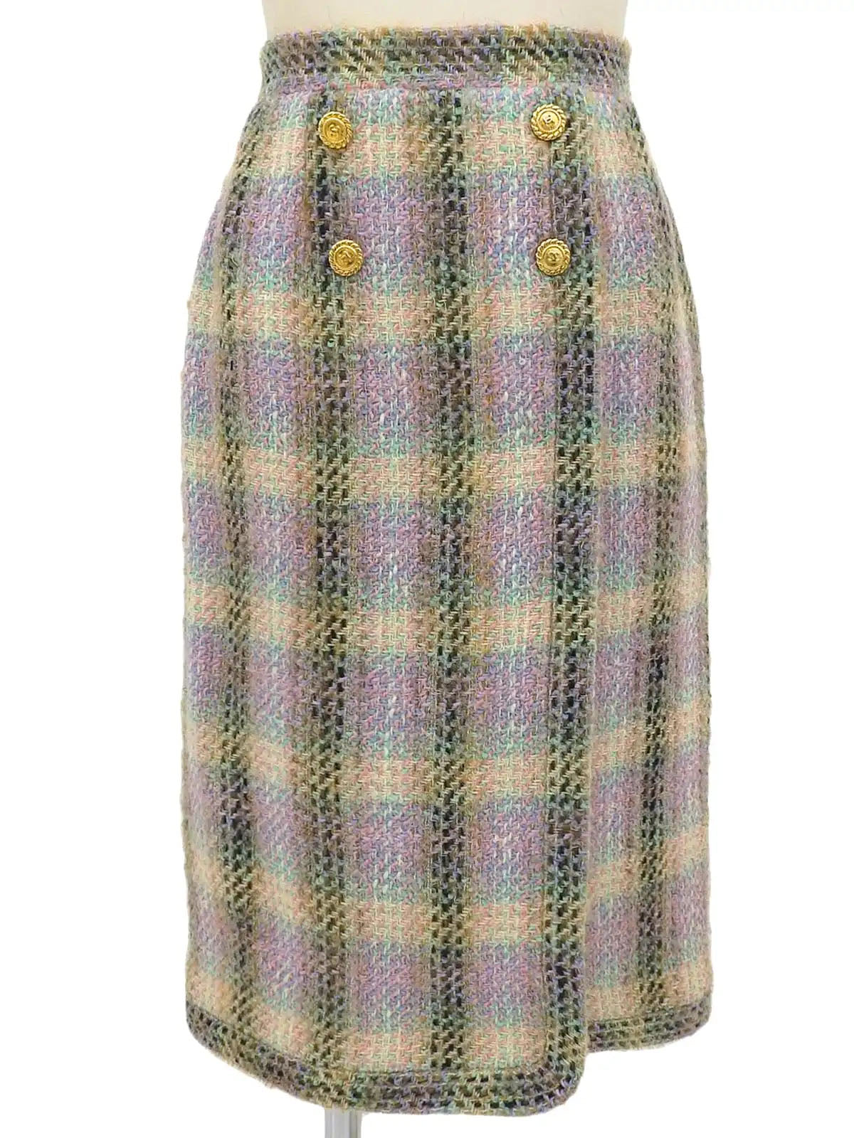 Tweed CC Mark 纽扣套装多色