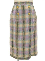 Tweed CC Mark 纽扣套装多色