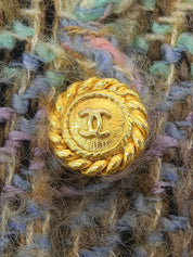Tweed CC Mark 纽扣套装多色