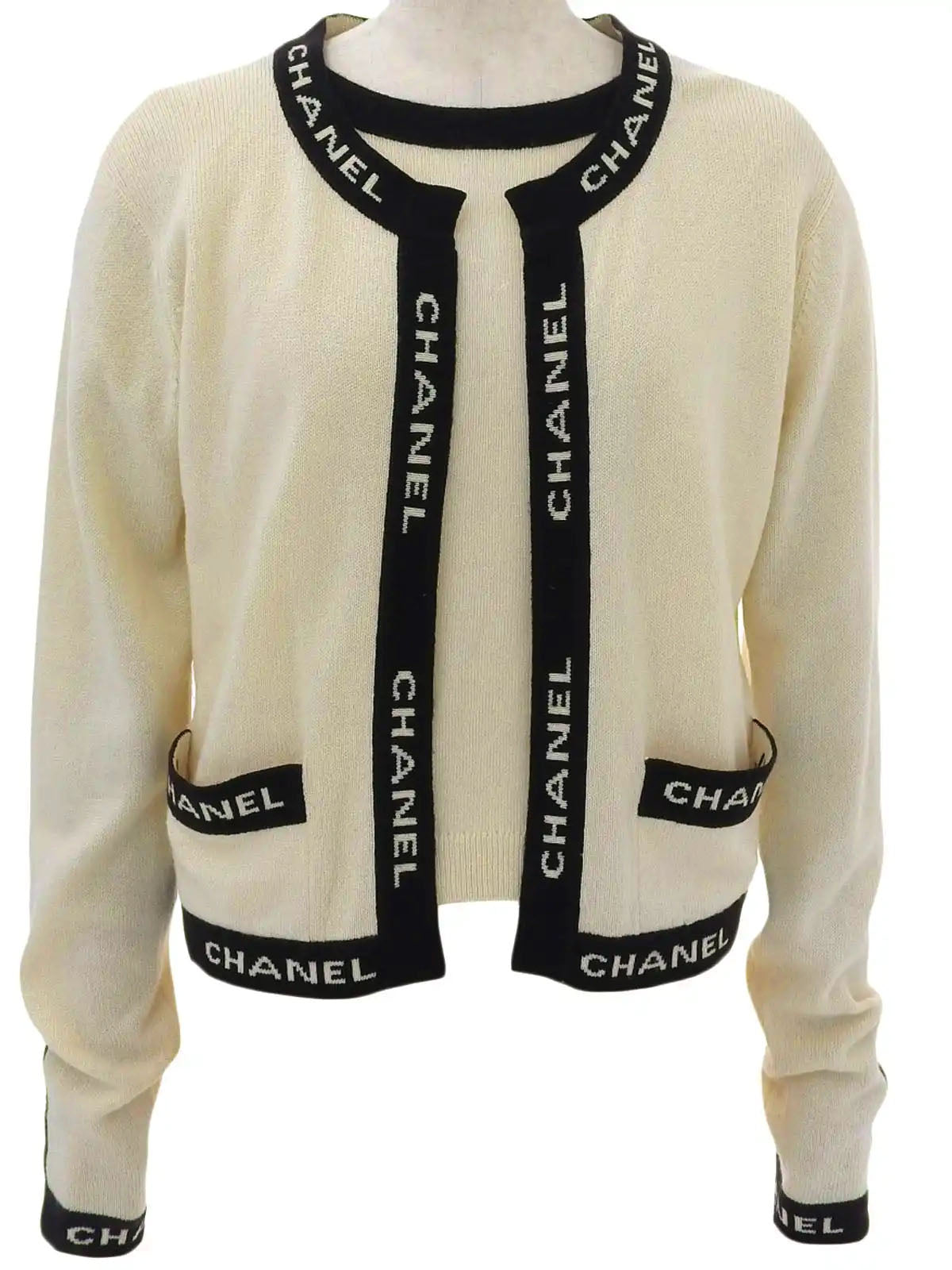 CC Mark Button Knit Ensemble Ivory/Black