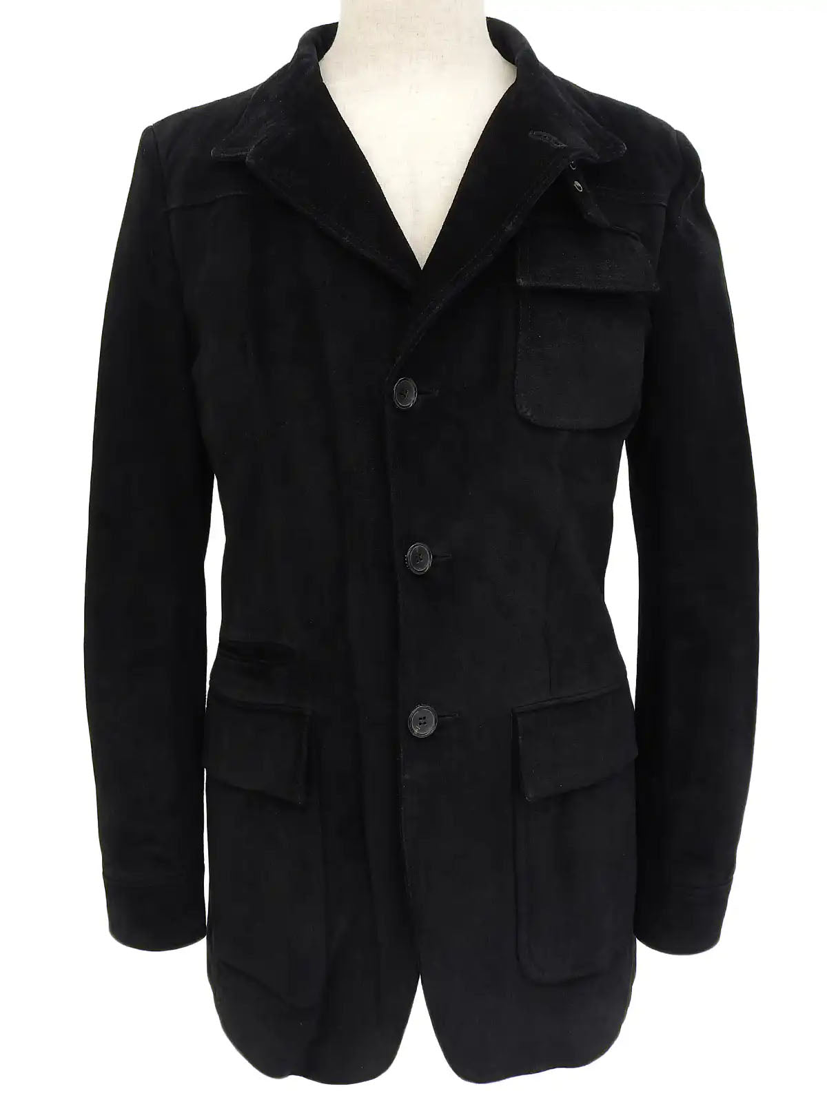 Suede Logo Button Jacket in Black