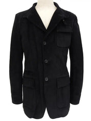 Suede Logo Button Jacket in Black