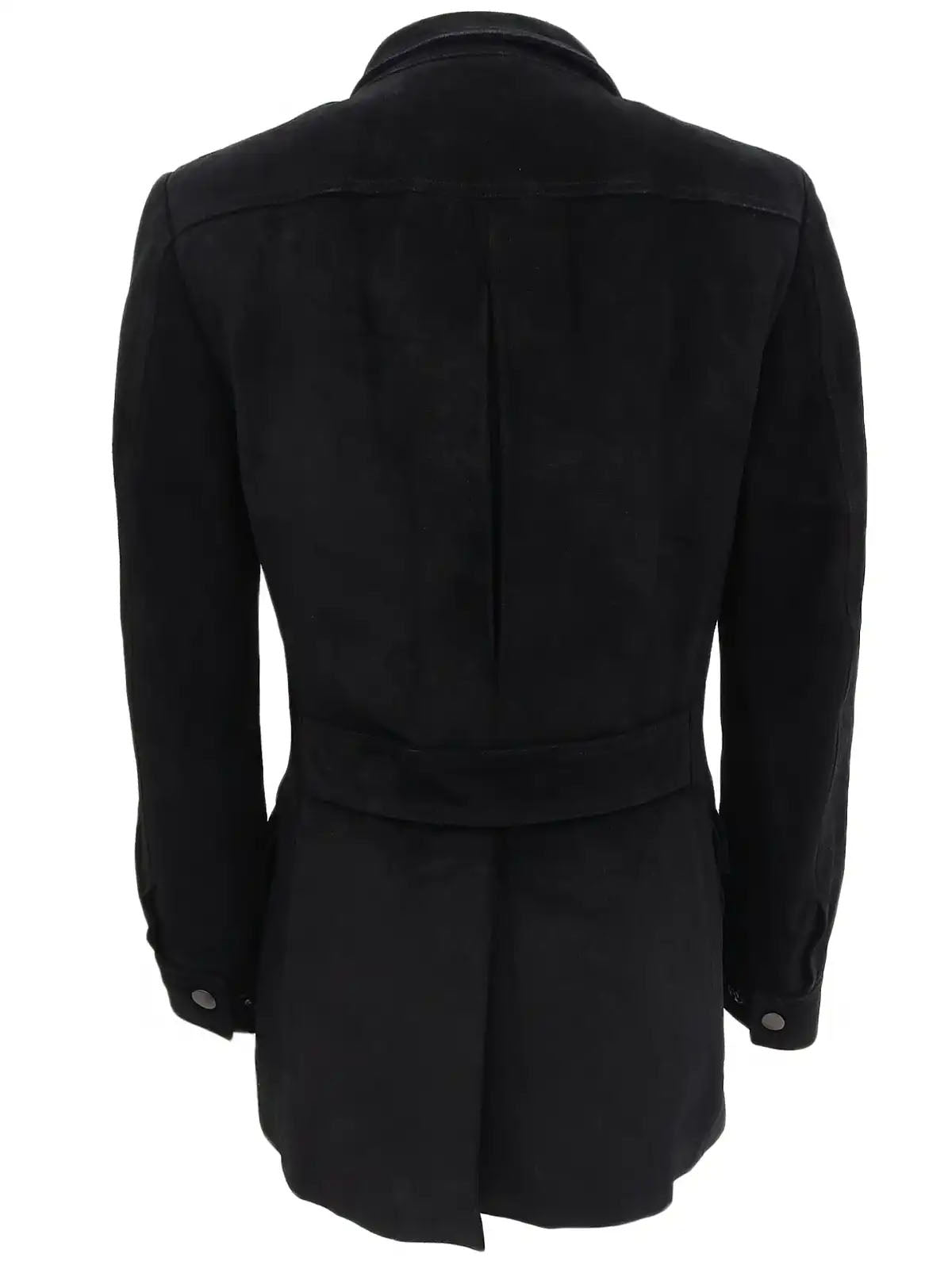 Suede Logo Button Jacket in Black
