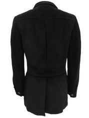 Suede Logo Button Jacket in Black