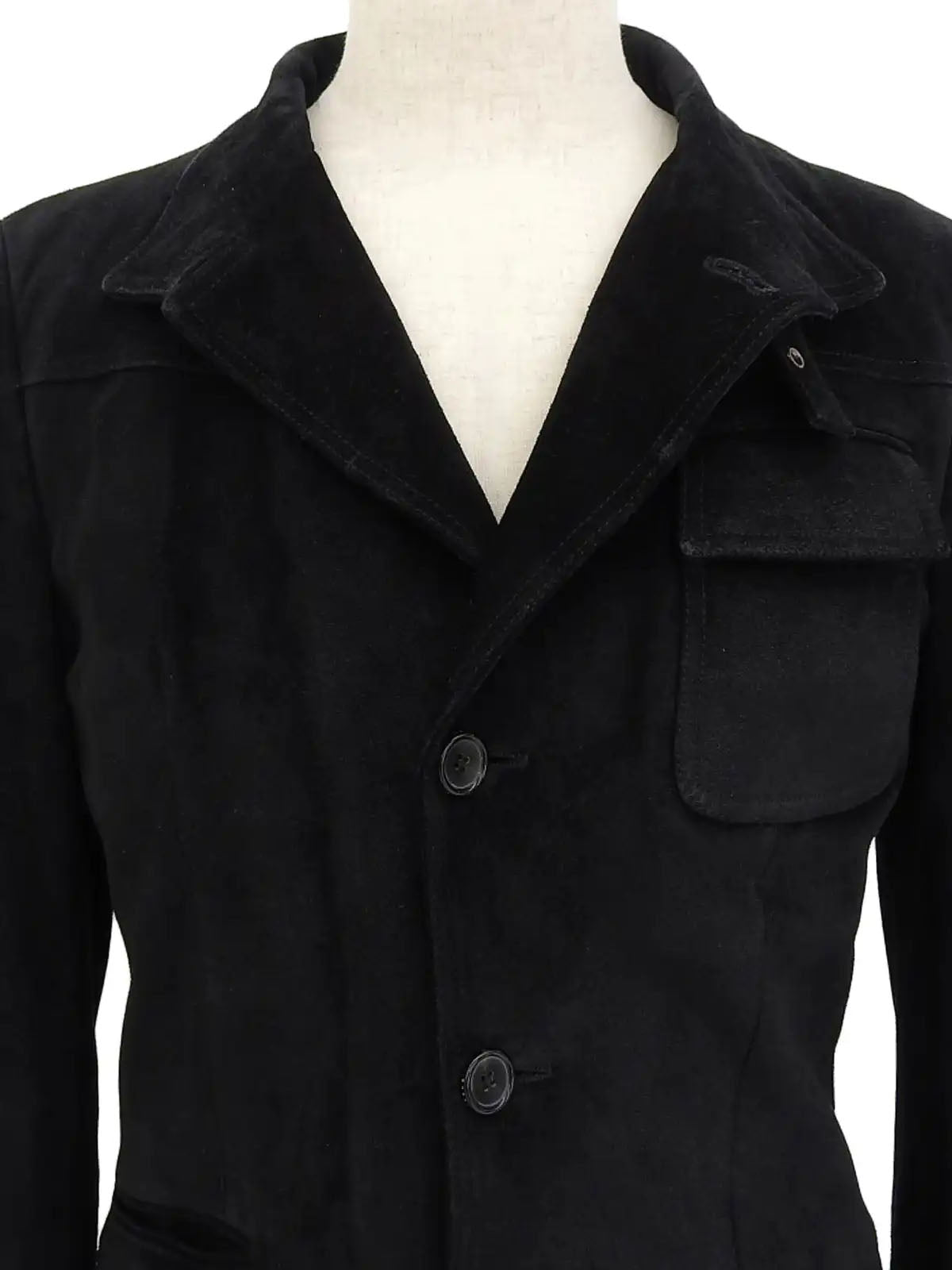 Suede Logo Button Jacket in Black