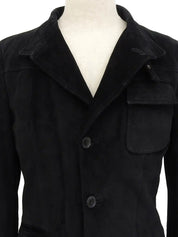 Suede Logo Button Jacket in Black