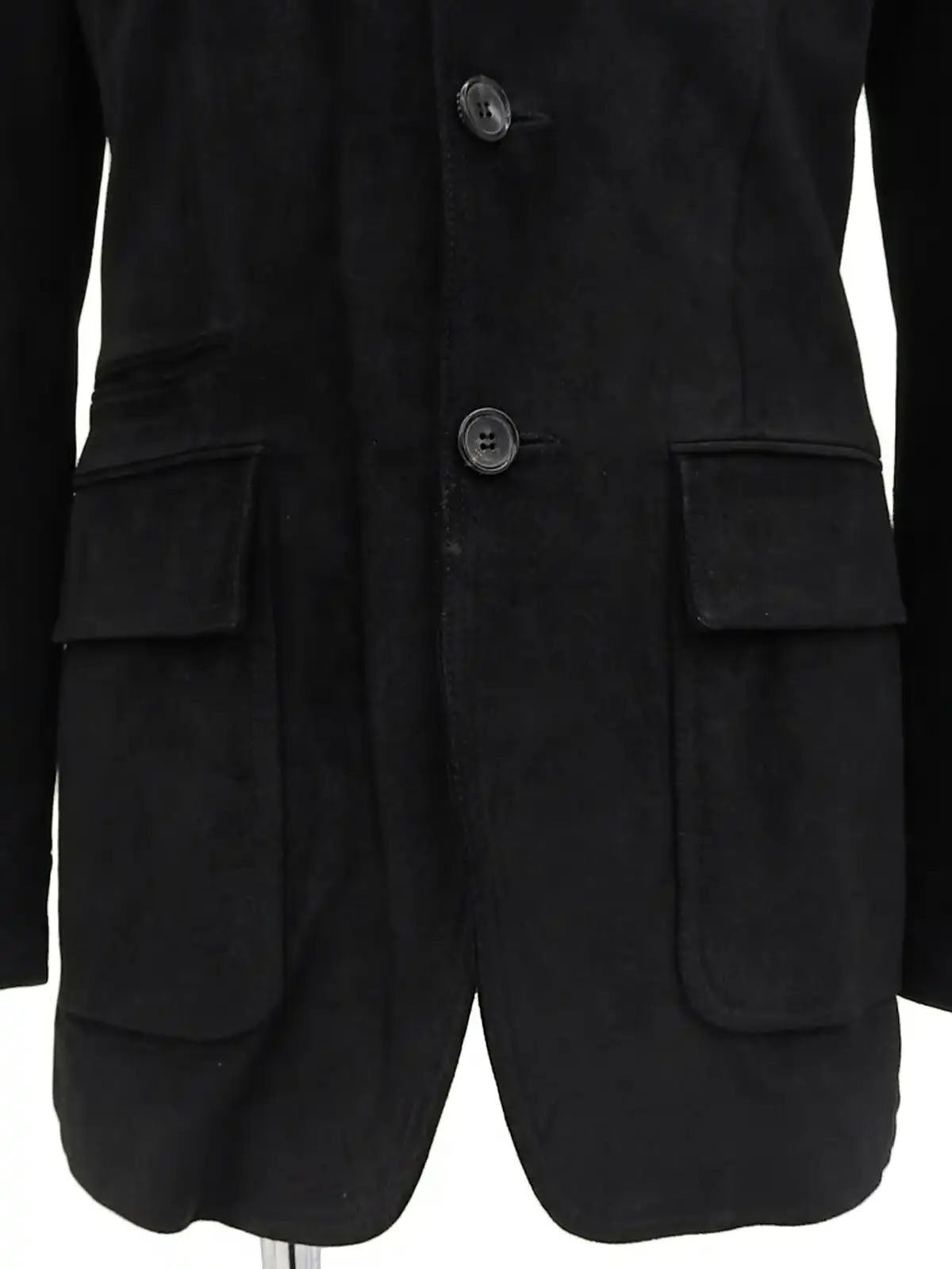 Suede Logo Button Jacket in Black