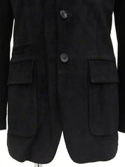 Suede Logo Button Jacket in Black