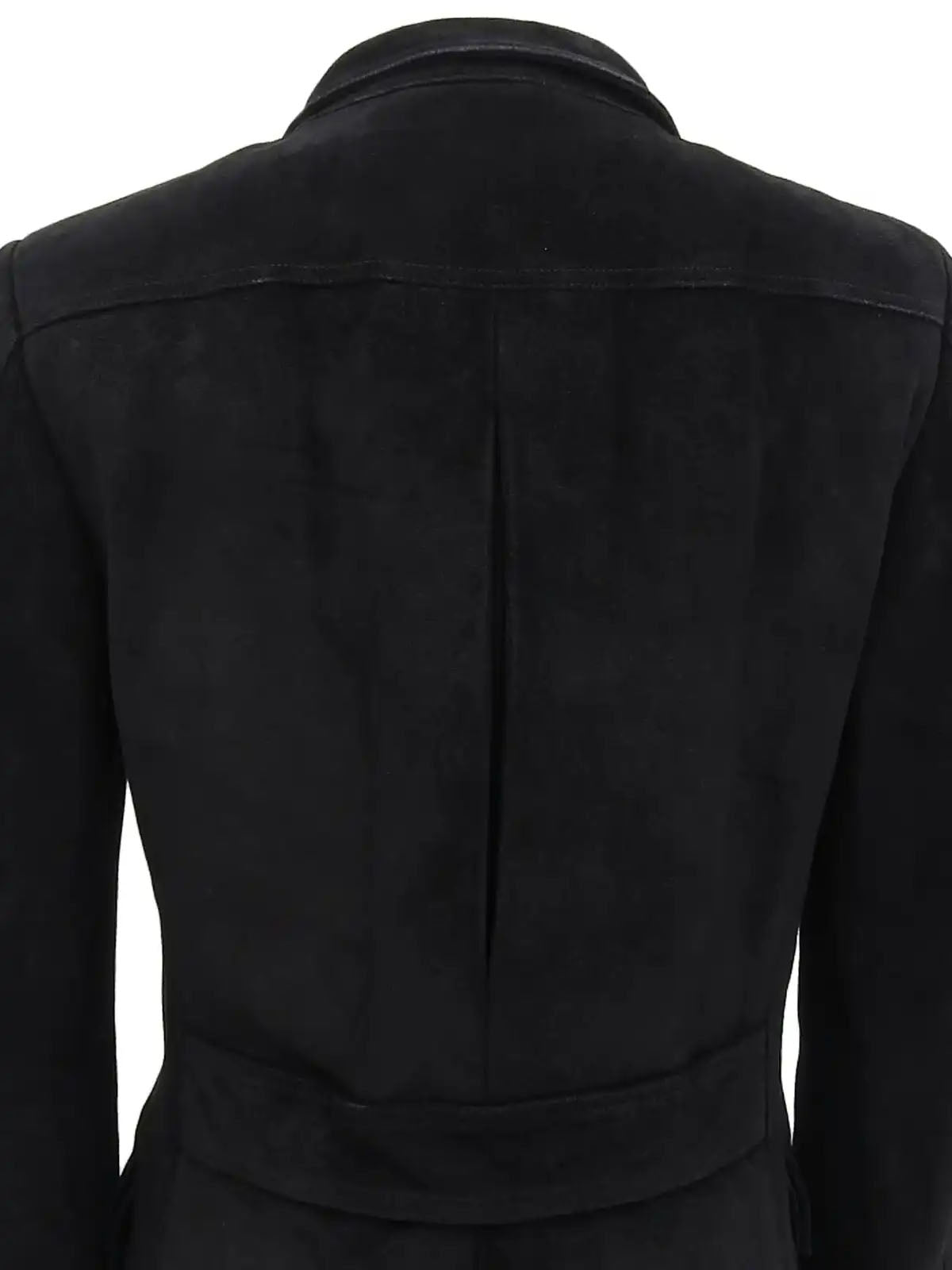 Suede Logo Button Jacket in Black