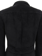 Suede Logo Button Jacket in Black
