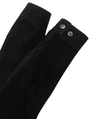 Suede Logo Button Jacket in Black