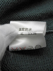 海军蓝/绿色边框图案徽标刺绣长袖针织上衣