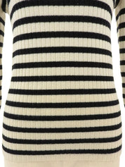 2006 Border Pattern CC Mark Button Knit Sweater, Ivory/Black
