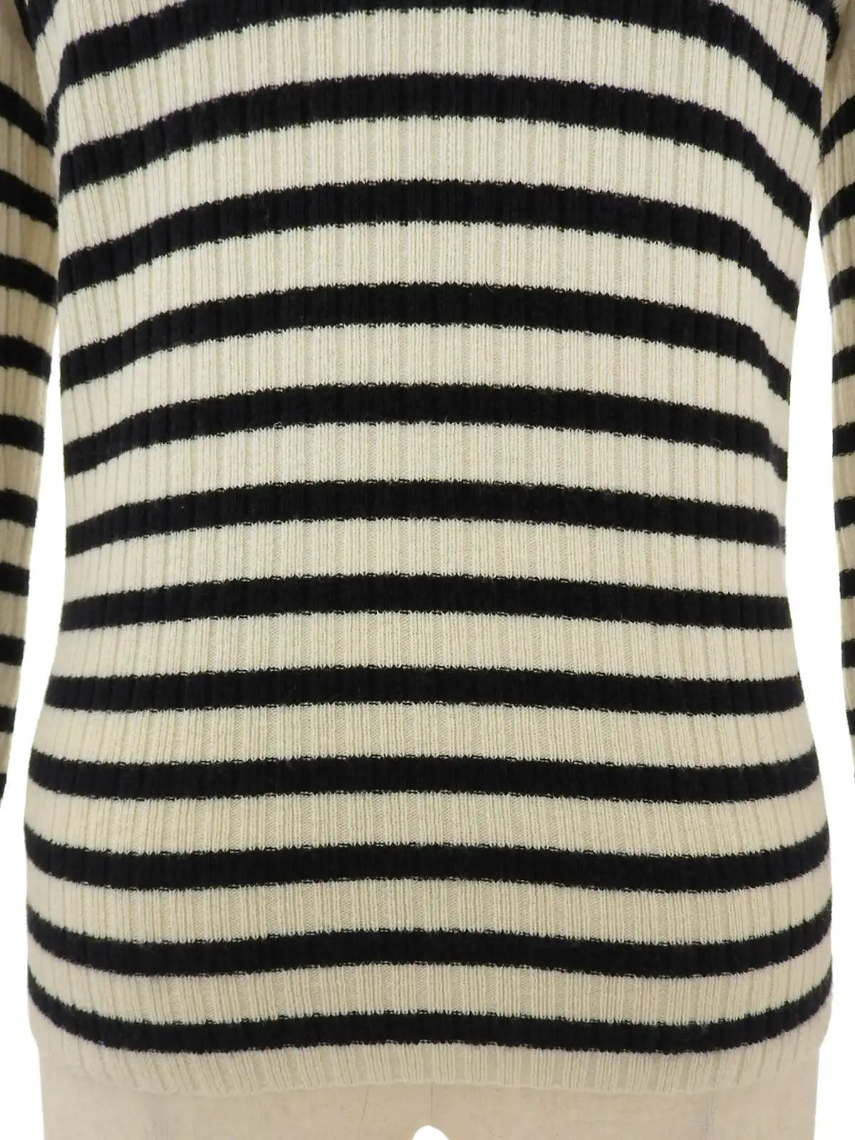 2006 Border Pattern CC Mark Button Knit Sweater, Ivory/Black