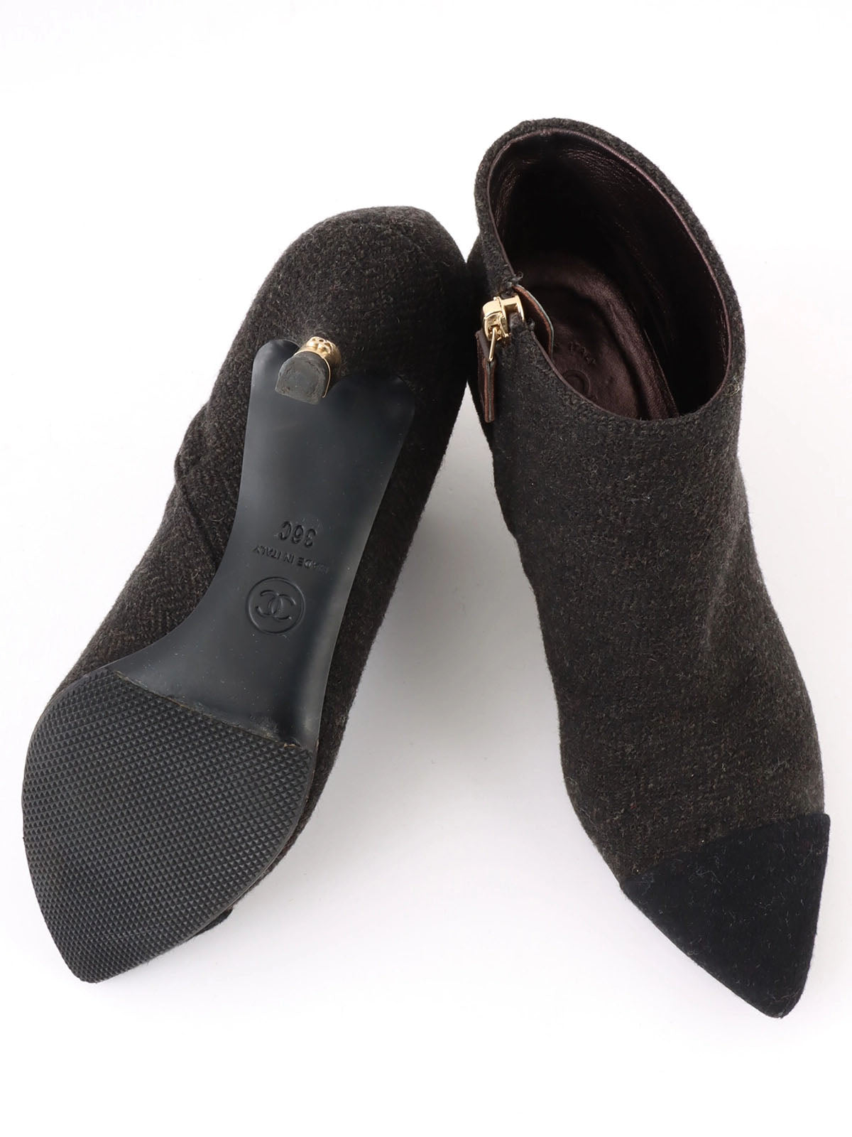 Wool short boots in brown/black