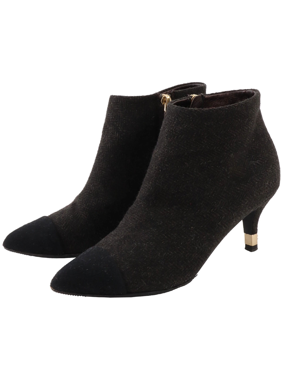 Wool short boots in brown/black