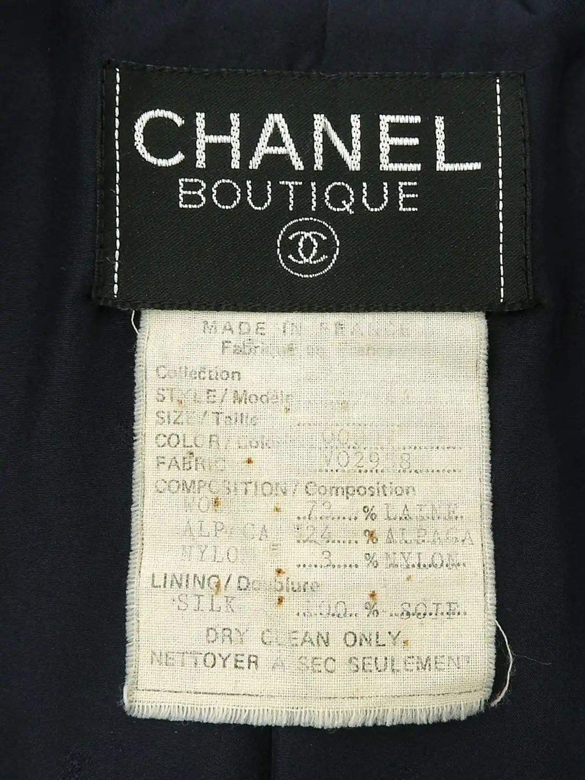 1993 Tweed CC Mark 纽扣套装,海军蓝