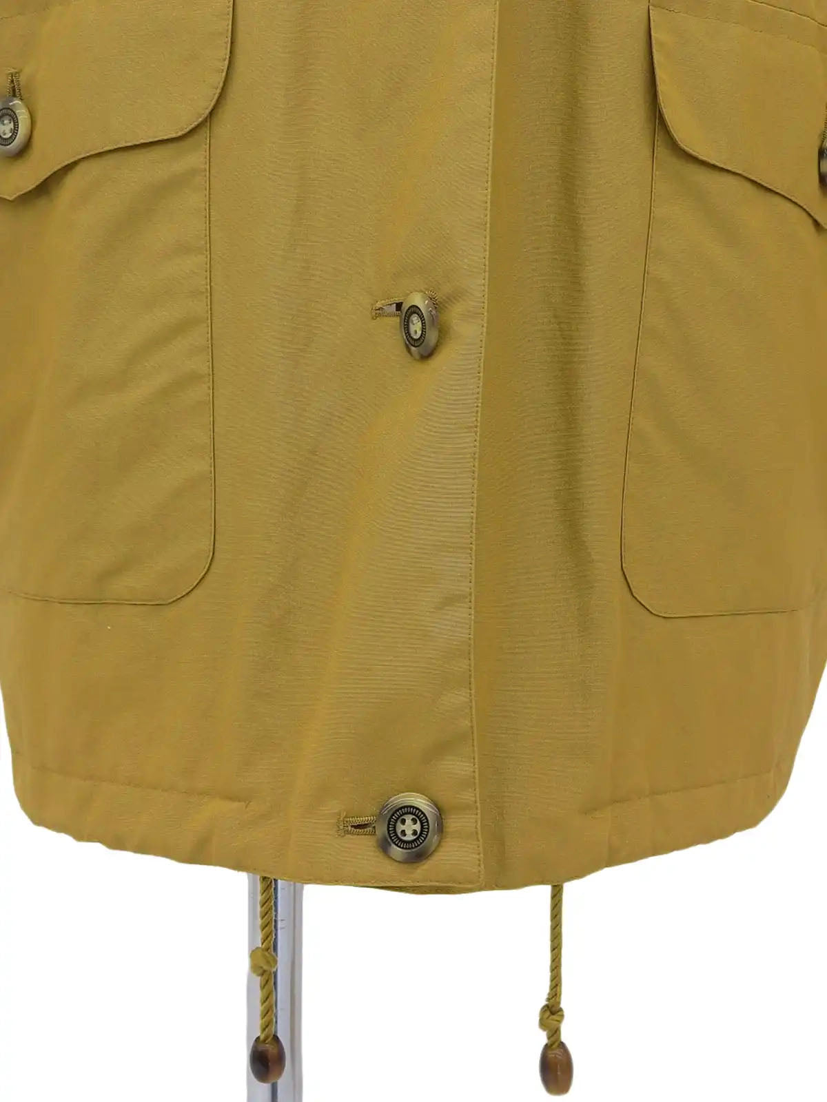 Fur Hooded Design Button Coat in Mustard