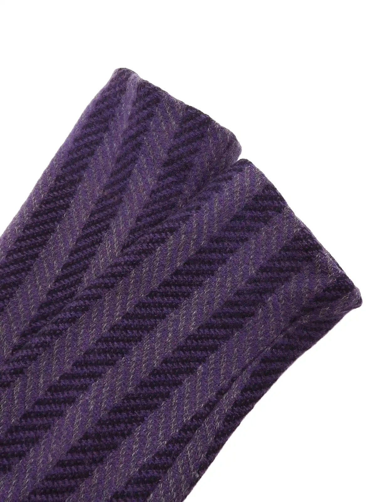 Stripe pattern logo button collarless coat in purple/black/gray