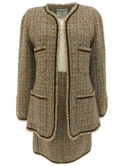 1993 Tweed CC Mark 纽扣套装,棕色/多色