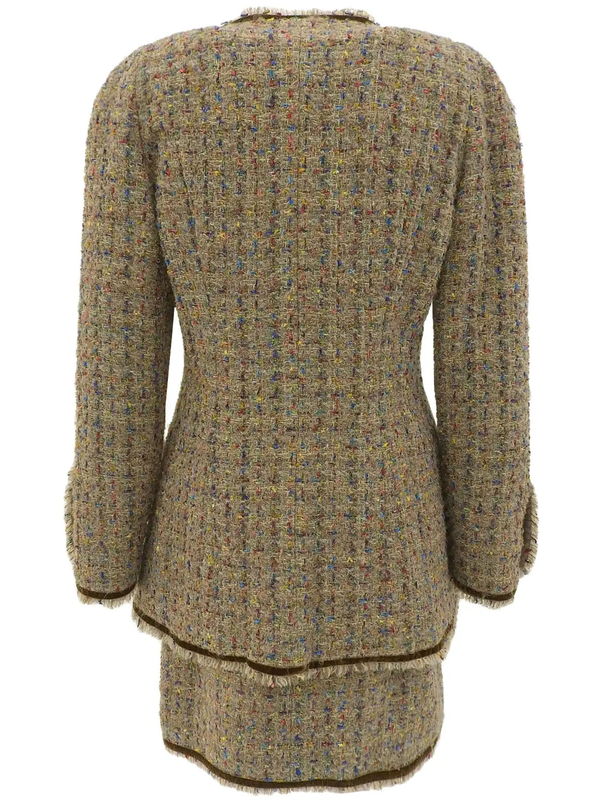 1993 Tweed CC Mark 纽扣套装,棕色/多色