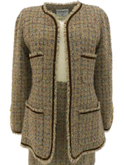 1993 Tweed CC Mark 纽扣套装,棕色/多色