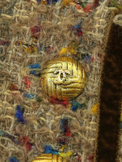 1993 Tweed CC Mark 纽扣套装,棕色/多色