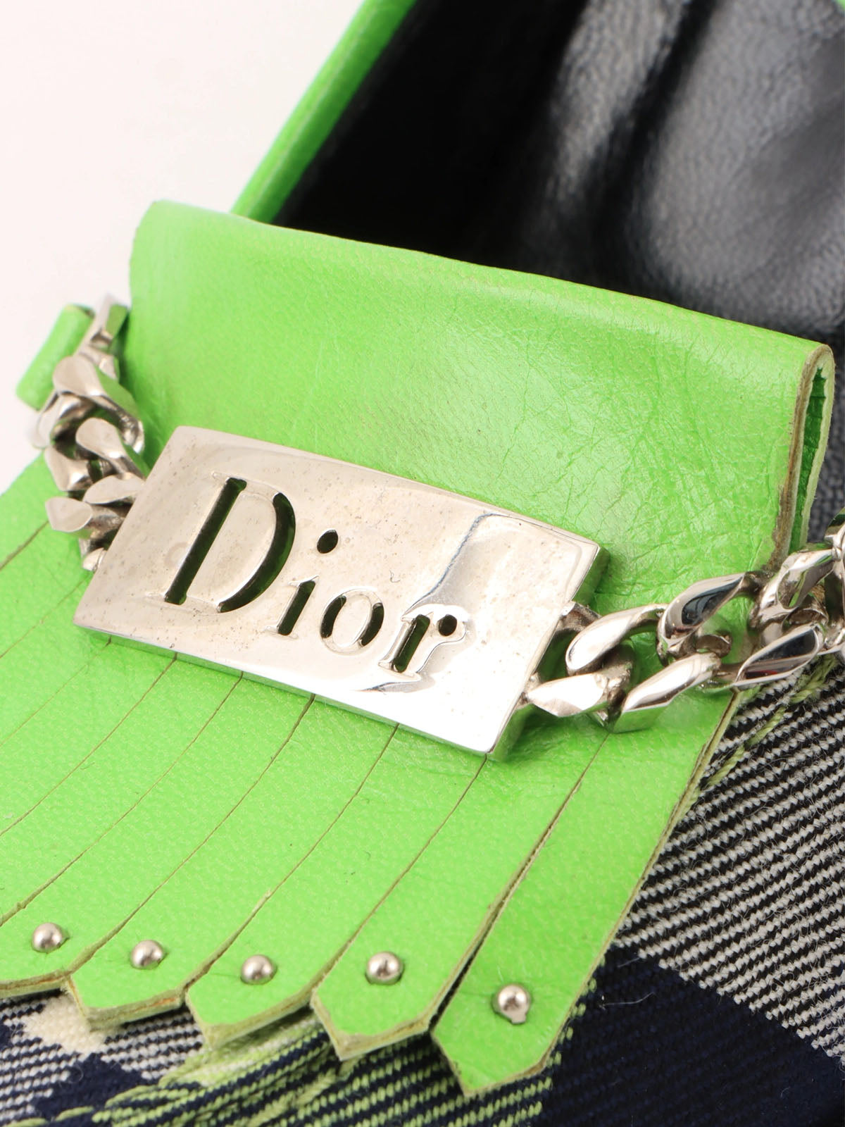 Check pattern logo plate pumps in green/white/navy
