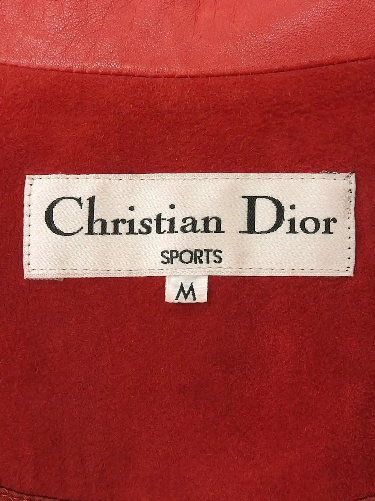 Suede Leather Combination Logo Button Coat in Red